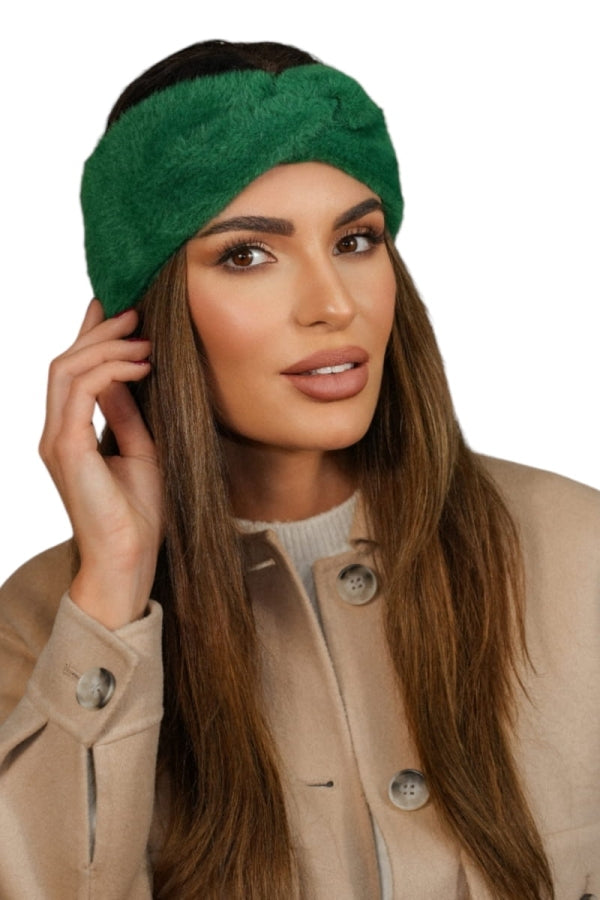 Opaska Damska, Model: Yoshi-Opaska, Kolor: zielona butelka, Skład materiału: 100% Poliamid, Przeznaczenie: Jesień/Zima, Rozmiar: Uniwersalny (54-60) (Opaska Damska, zdjęcie 2)