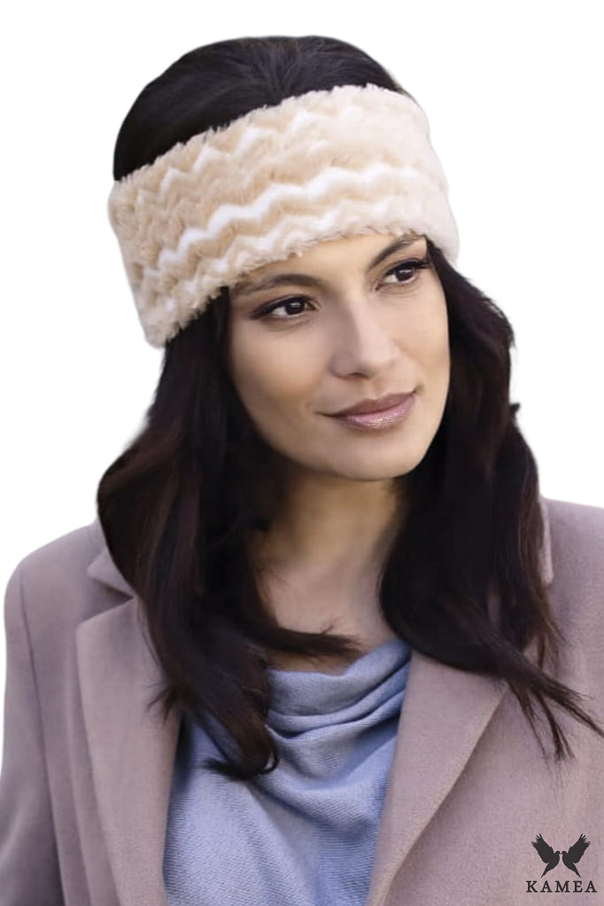 Opaska Damska, Model: Vermont-Opaska, Kolor: beżowy, Skład materiału: 56% Akryl; 30% Wełna; 14% Poliester, Rozmiar: Uniwersalny (54-60)