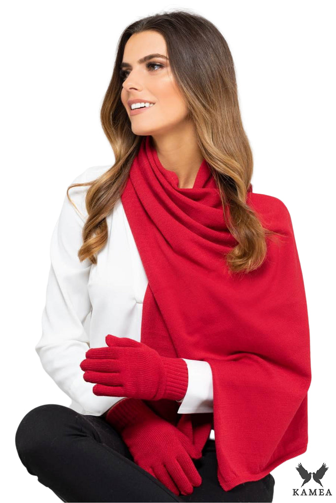 Model: Szalik-05, Kolor: czerwony, Skład materiału: 40% Akryl; 25% Wiskoza; 20% Wełna; 15% Elastan