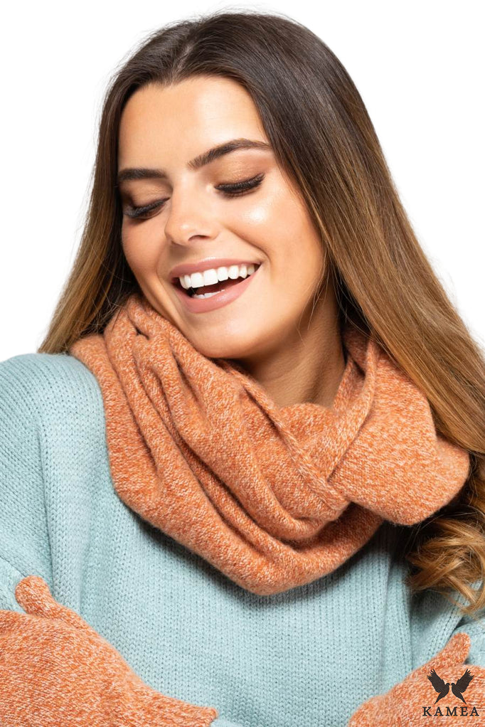 Komin Damski, Model: Anna-Komin, Kolor: ceglany, Skład materiału: 80% Wełna; 20% Poliamid