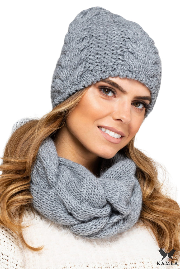 Komin Damski, Model: Idaho-Komin, Kolor: szary, Skład materiału: 50% Wełna; 40 % Akryl; 10% Alpaka, Przeznaczenie: Jesień/Zima, Wymiary(długość/szerokość): 30cm/22cm