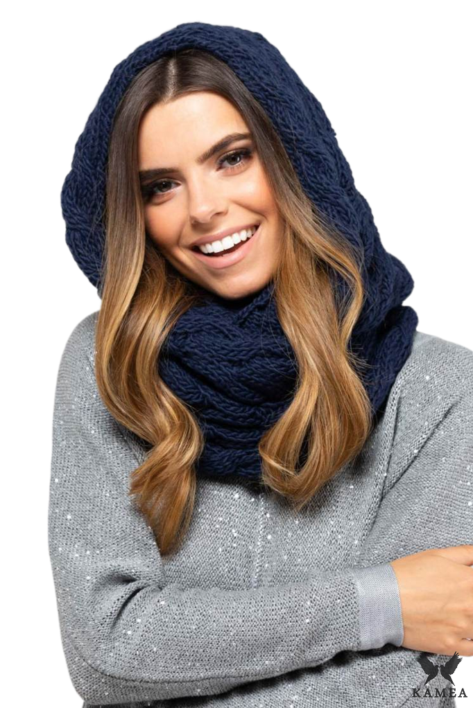 Komin Dámský, Model: Varese, Barva: tmavě modrá, Složení materiálu: 70% Akryl; 10% Mohér; 10% Vlna; 10% Polyamid