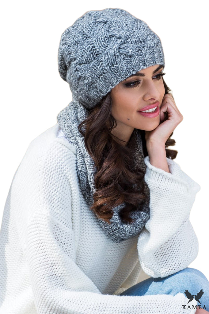 Komin Damski, Model: Luna-Komin, Kolor: szary, Skład materiału: 70% Wełna; 30% Akryl