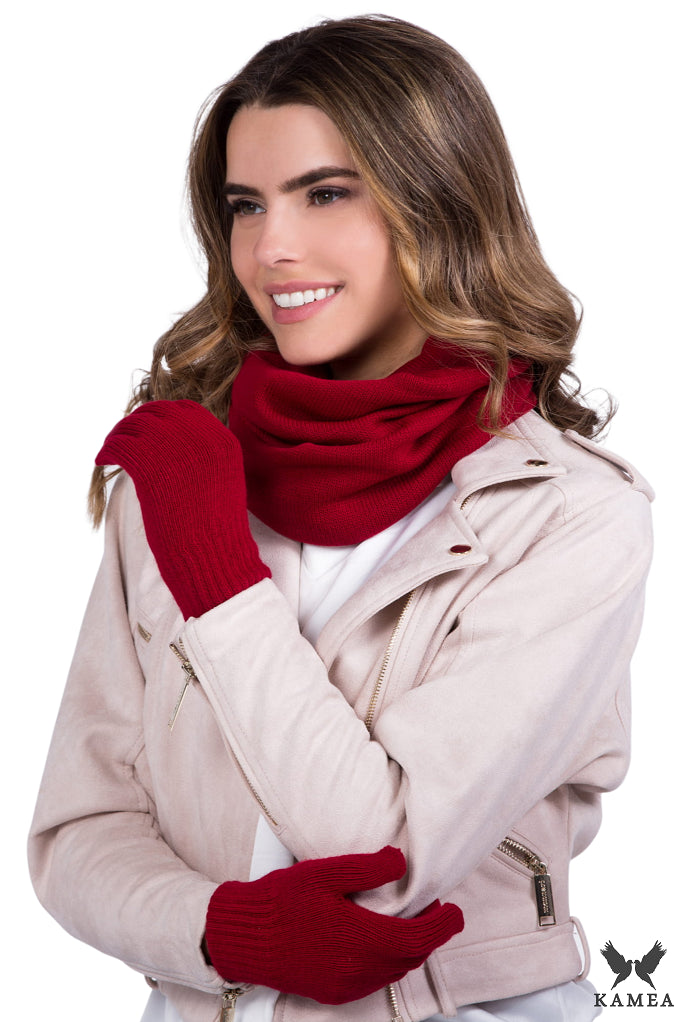 Komin Damski, Model: Komin*04, Kolor: czerwony, Skład materiału: 50% Akryl; 30% Wełna; 20% Poliamid