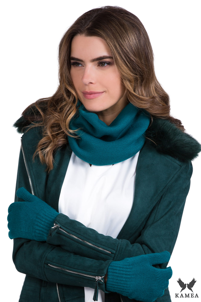 Komin Dámský, Model: Komin*04, Barva: tmavě tyrkysová, Složení materiálu: 50% Akryl; 30% Vlna; 20% Polyamid