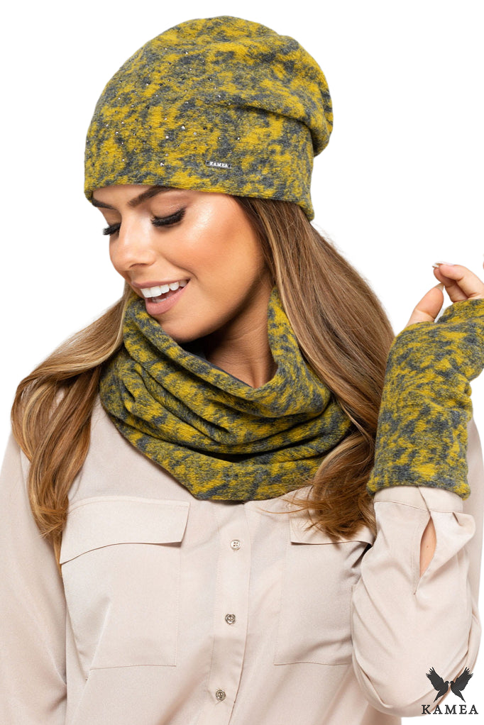 Rękawiczki, Model: Austin-Rękawiczki, Kolor: musztardowy, Skład materiału: 49% Wełna; 32% Poliester; 19% Akryl; Podszewka: 100% Bawełna, Rozmiar: Uniwersalny