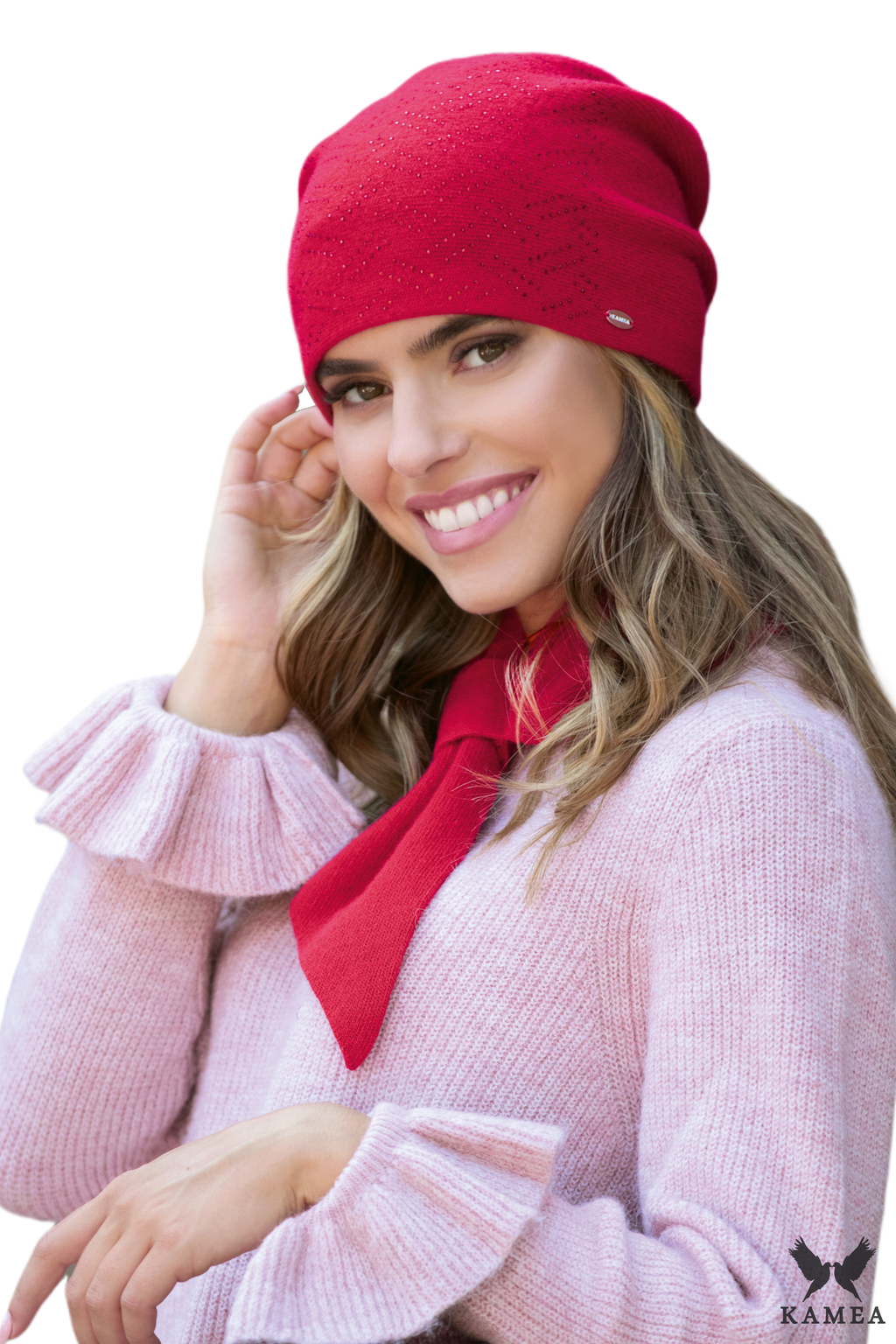 Model: Szalik-10, Kolor: czerwony, Skład materiału: 80% Ultrafine Merino Wełna; 20% Kaszmir