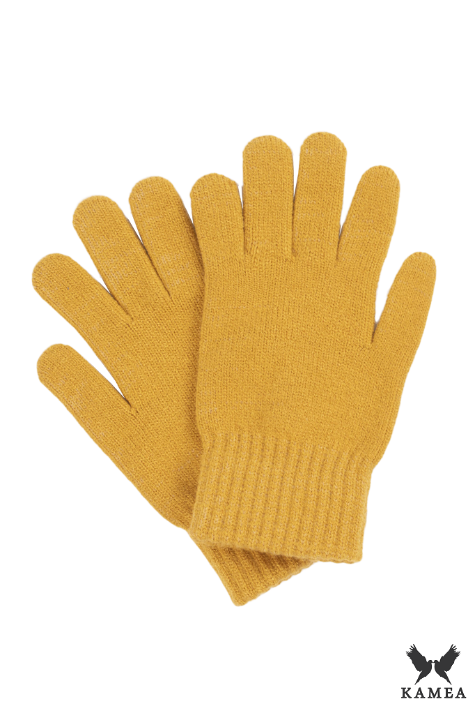 Rękawiczki, Model: Rękawiczki*02, Kolor: musztardowy, Skład materiału: 40% Akryl; 25% Wiskoza; 20% Wełna; 15% Elastan, Rozmiar: Uniwersalny