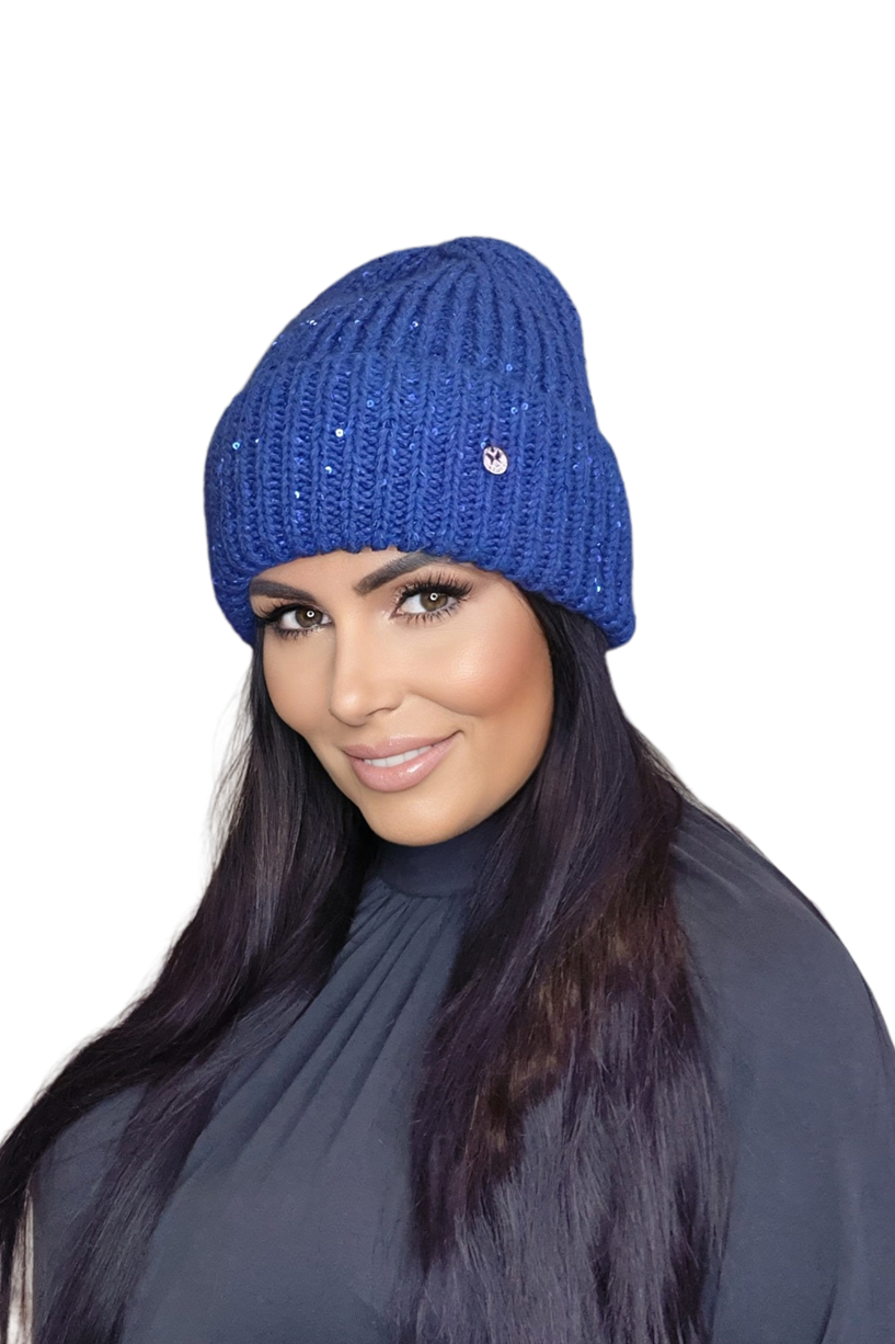 Czapki, Model: Mohana, Kolor: chabrowy, Skład materiału: 20% Moher; 10% Wełna; 70% Akryl, Rozmiar: Uniwersalny (54-60)