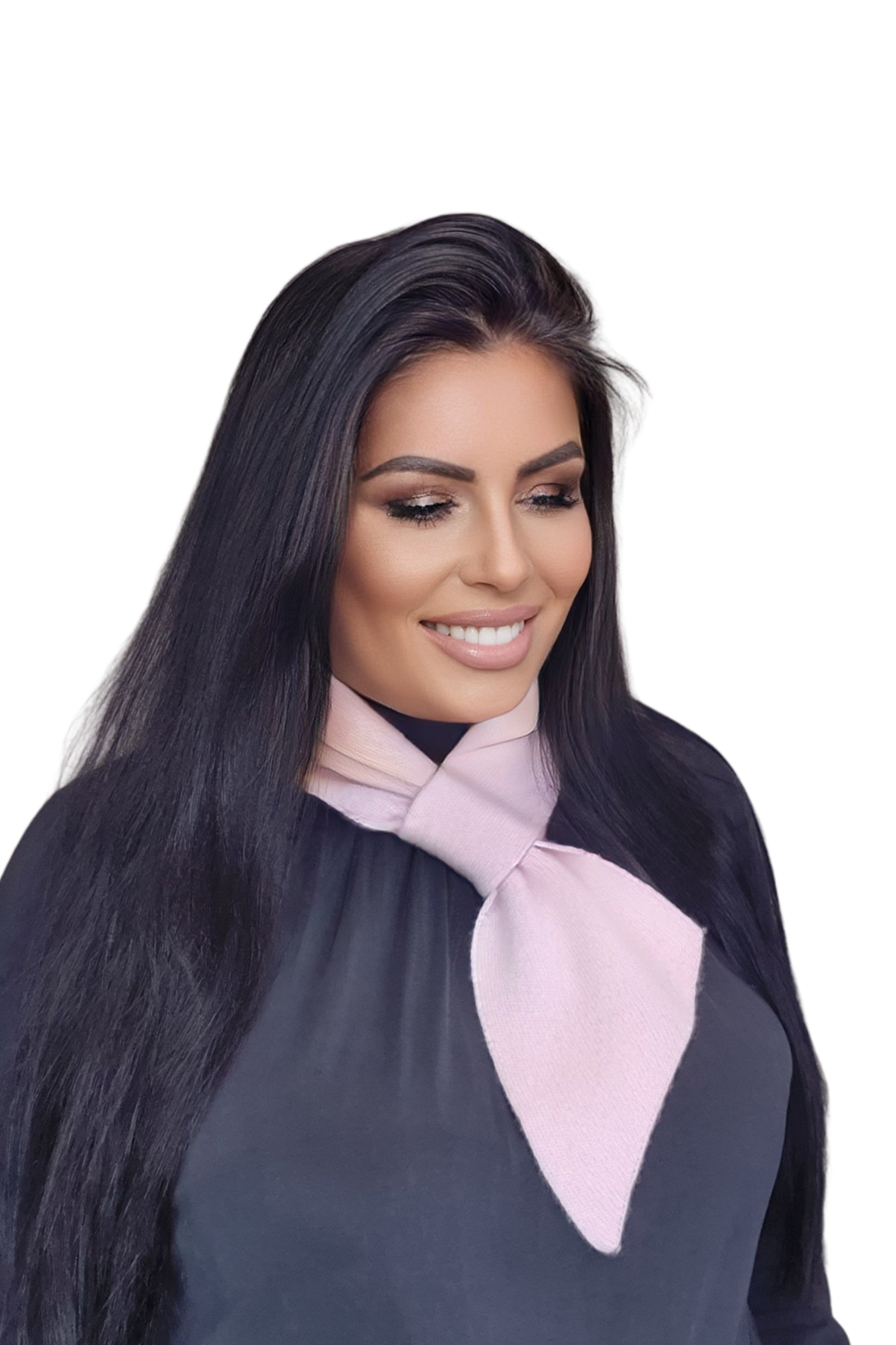 Szalik Damski, Model: Szalik-10, Kolor: pastel róż, Skład materiału: 80% Ultrafine Merino Wełna; 20% Kaszmir (Szalik Damski, zdjęcie 2)