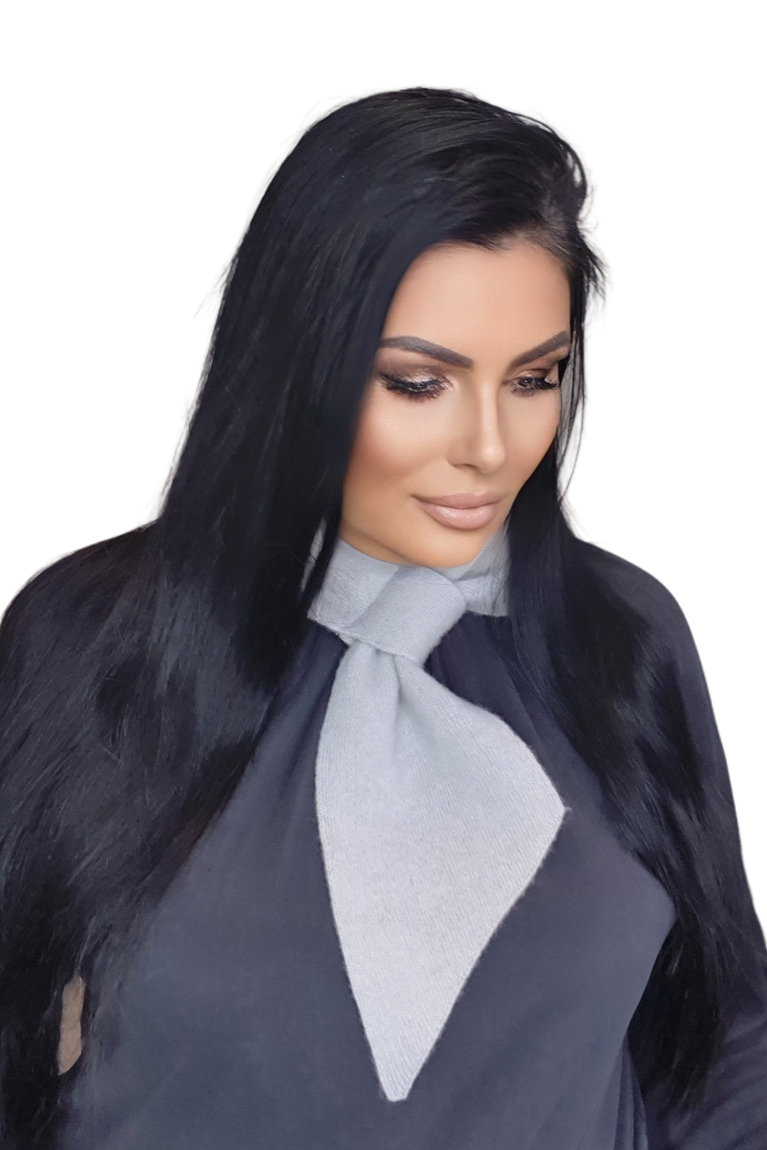 Szalik Damski, Model: Szalik-10, Kolor: pastel szary, Skład materiału: 80% Ultrafine Merino Wełna; 20% Kaszmir (Szalik Damski, zdjęcie 2)