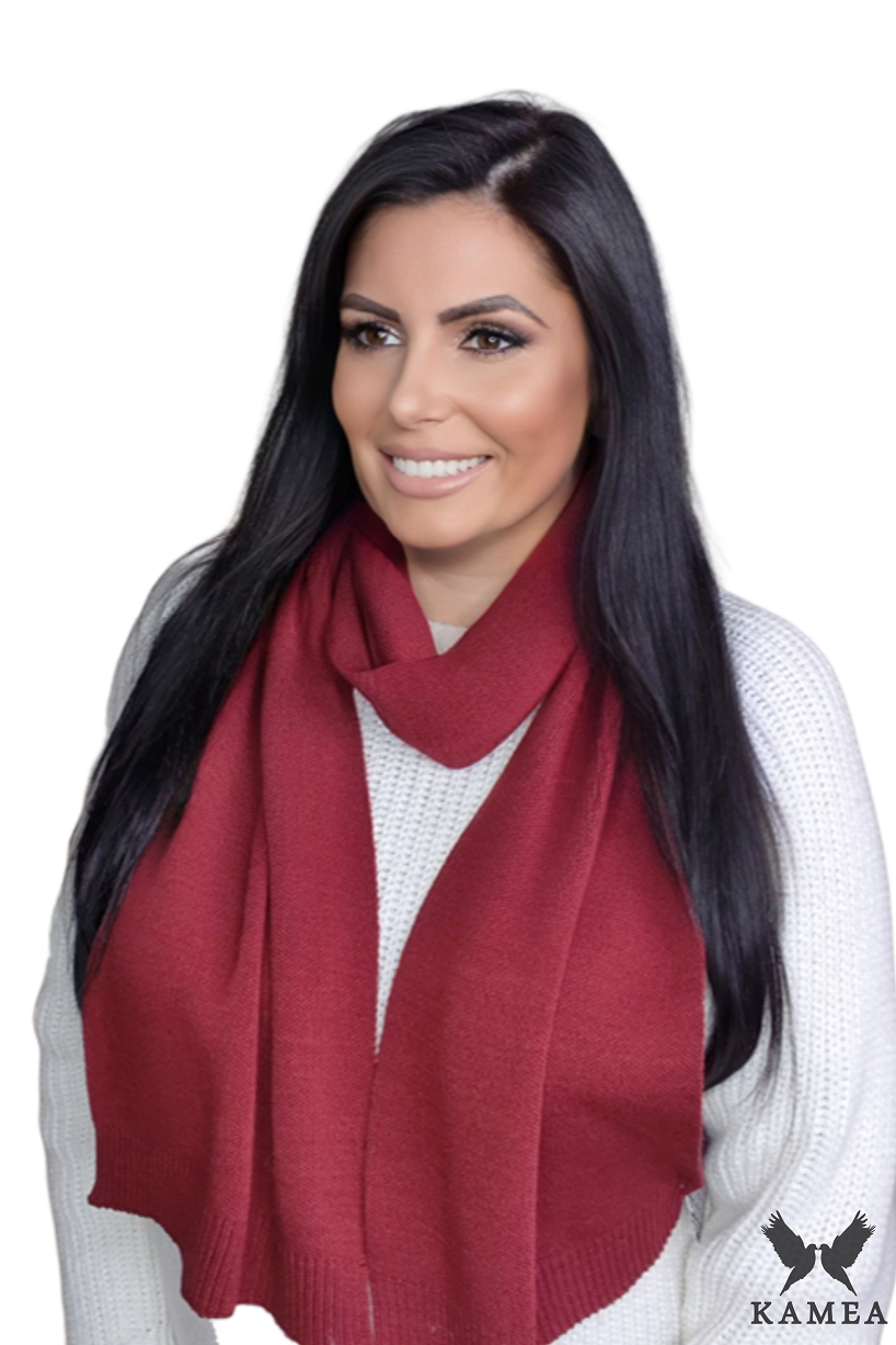 Model: Szalik-06, Kolor: bordowy, Skład materiału: 50% Akryl; 30% Wełna; 20% Poliamid