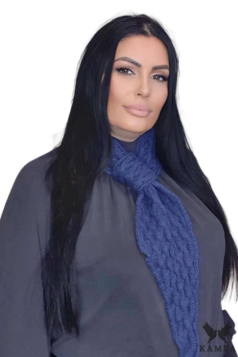 Szalik Damski, Model: Shakti-Szalik, Kolor: granatowy, Skład materiału: 20% Moher; 10% Wełna; 70% Akryl