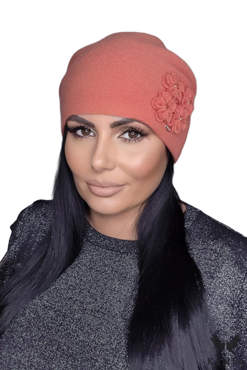 Czapka Damska, Model: Andrea, Kolor: rudy, Skład materiału: 100% Wełna, Przeznaczenie: Jesień/Zima, Rozmiar: Uniwersalny (54-60)