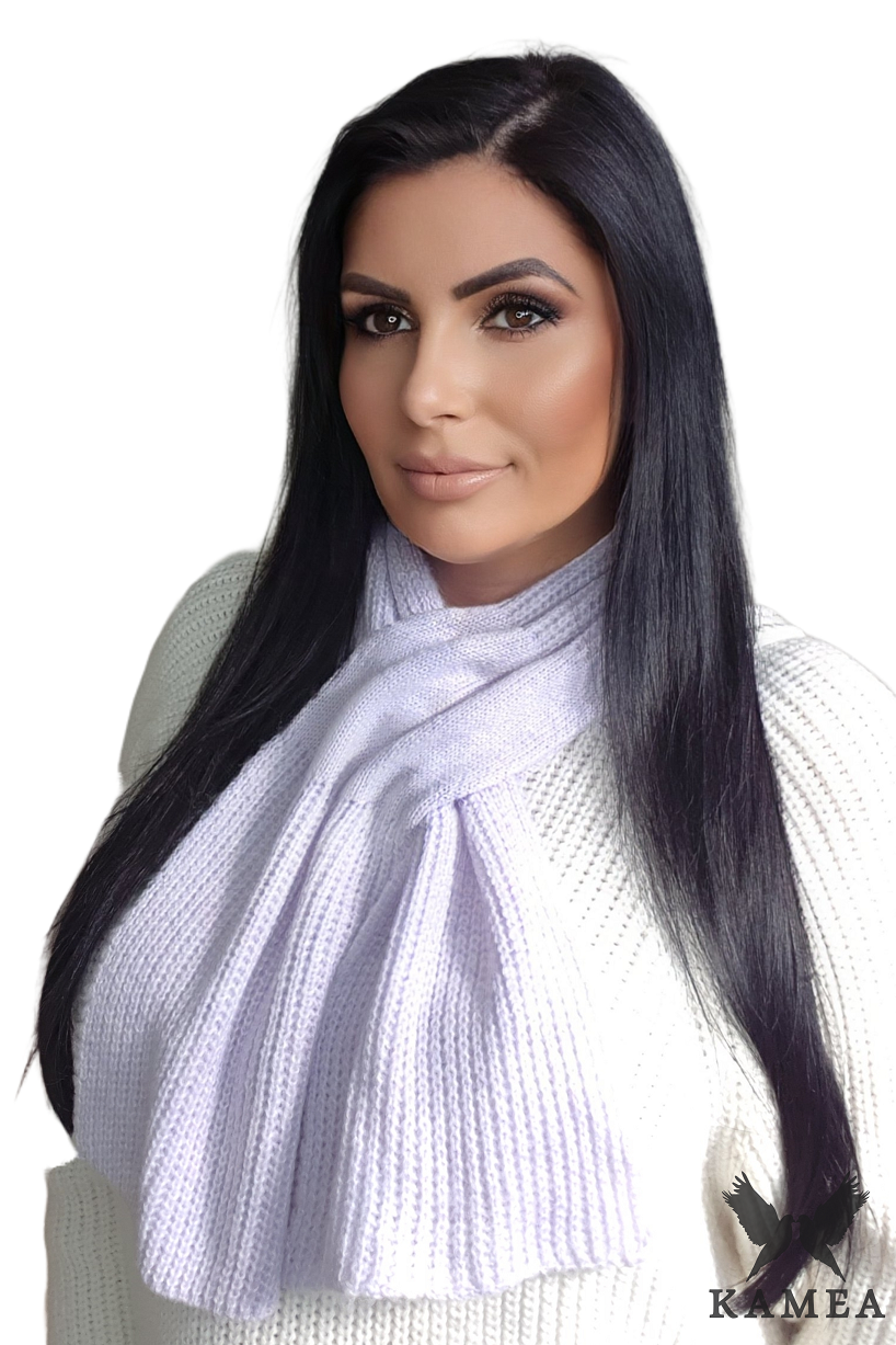 Model: Chloe Szalik, Kolor: jasny wrzos, Skład materiału: 57% Akryl; 29% Poliamid; 7% Wiskoza; 7% Wełna, Przeznaczenie: Jesień/Zima, Wymiary(długość/szerokość): 108cm/16cm