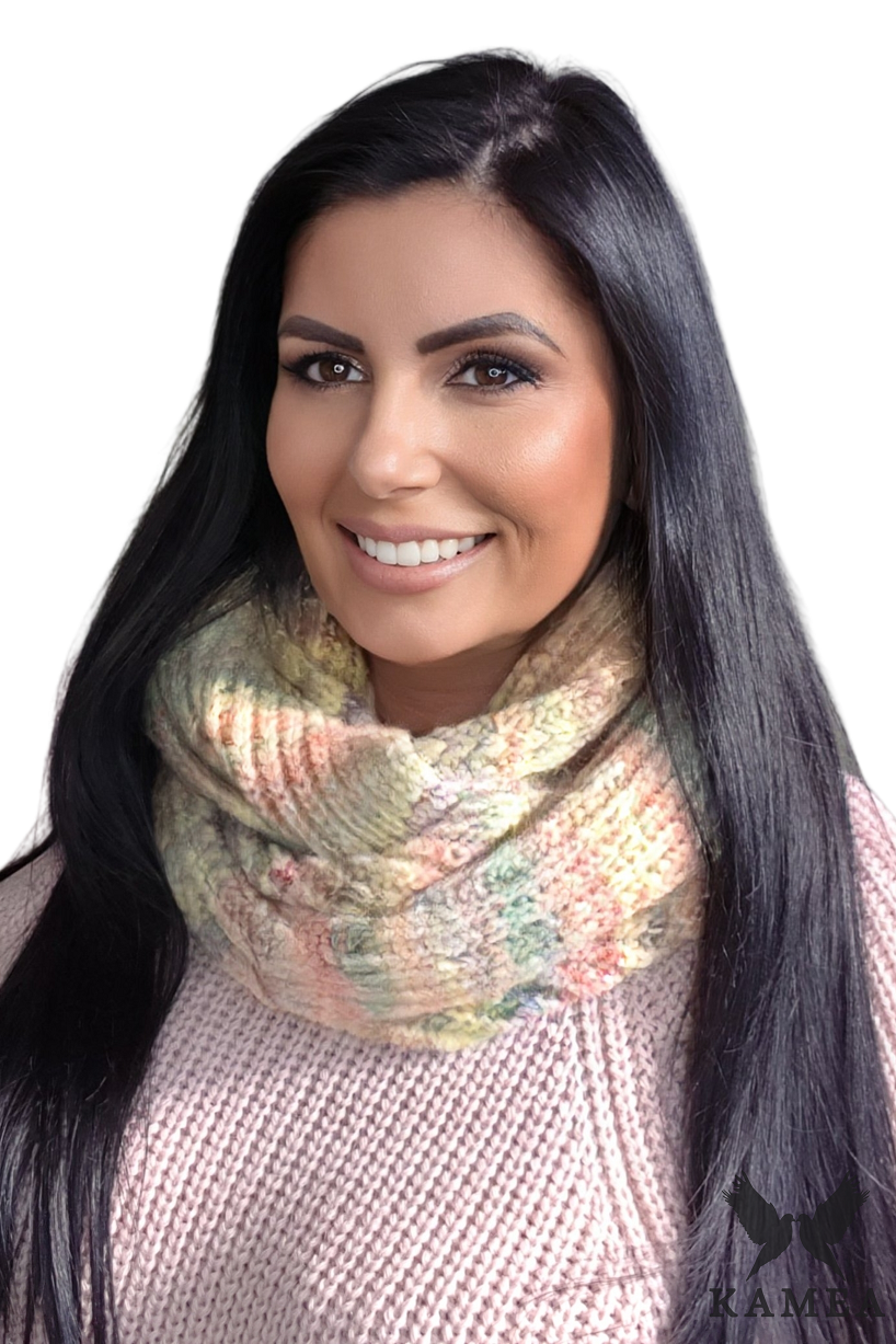 Komin Damski, Model: Gaja-Komin, Kolor: żółty, Skład materiału: 65% Akryl; 21% Wełna; 14% Poliamid, Przeznaczenie: Jesień/Zima