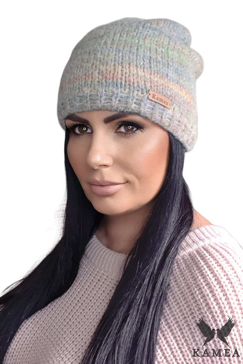 Czapka Damska, Model: Kali, Kolor: pastela-ekru, Skład materiału: 65% Akryl; 21% Wełna; 14% Poliamid, Przeznaczenie: Jesień/Zima, Rozmiar: Uniwersalny (54-60)