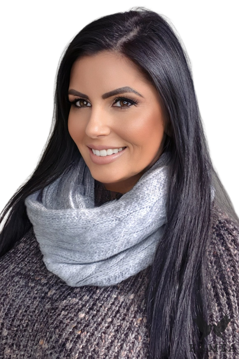 Komin Damski, Model: Nicky-Komin, Kolor: szary, Skład materiału: 57% Akryl; 29% Poliamid; 7% Wiskoza; 7% Wełna