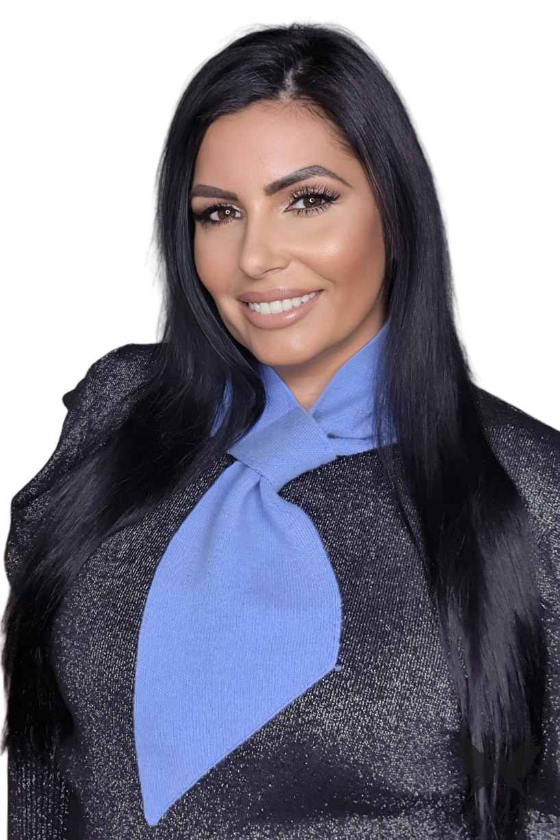 Szalik Damski, Model: Szalik-07, Kolor: niebieski, Skład materiału: 100% Wełna