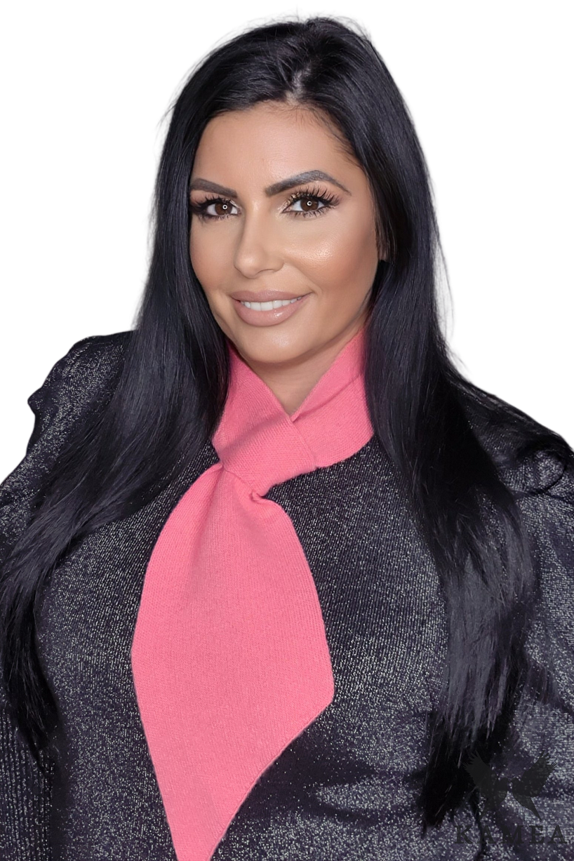 Model: Szalik-07, Kolor: koralowy, Skład materiału: 100% Wełna