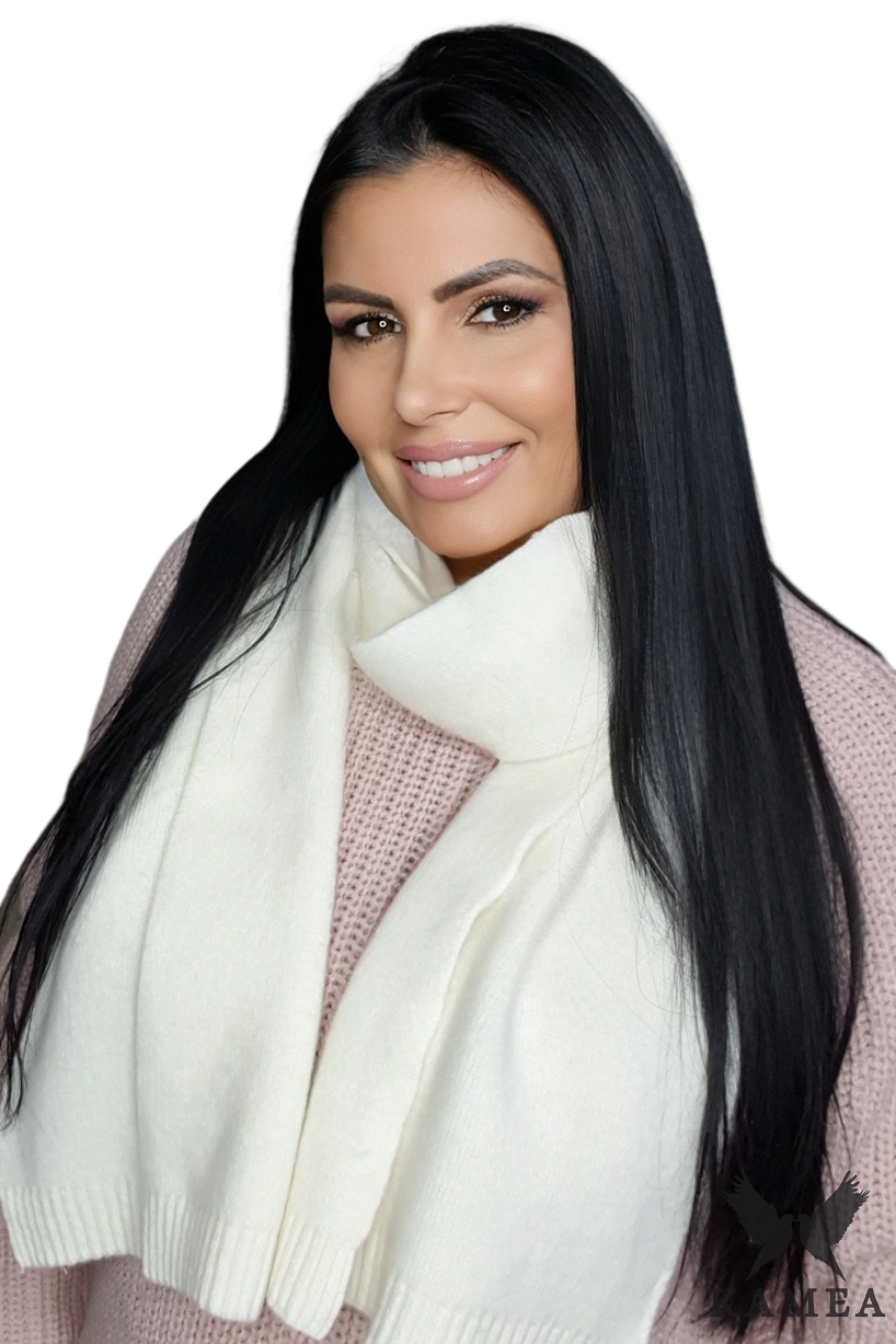 Model: Szalik-02, Kolor: ekru, Skład materiału: 80% Wełna; 20% Poliamid, Przeznaczenie: Jesień/Zima, Wymiary(długość/szerokość): 160cm/25cm