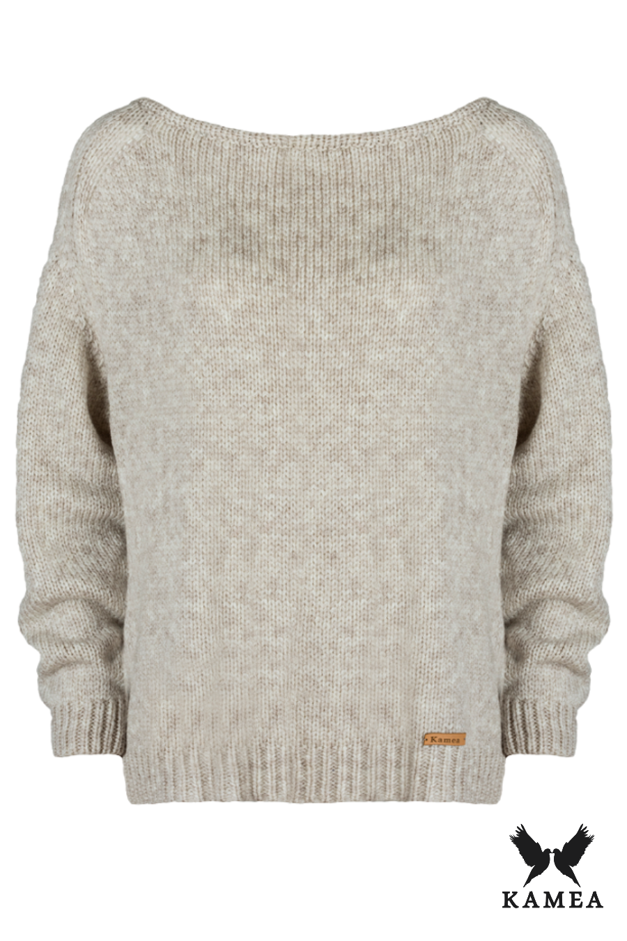 Sweter Damski, Model: Sara, Kolor: beżowy, Skład materiału: 48% Akryl; 33% Poliamid; 19% Wełna (Sweter Damski, zdjęcie 3)