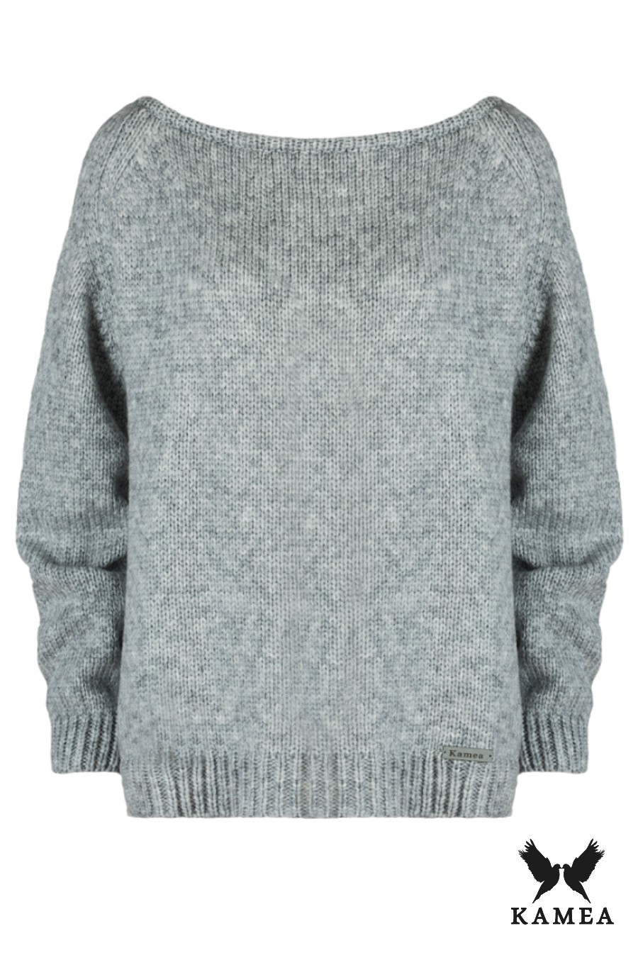 Sweter Damski, Model: Sara, Kolor: szary, Skład materiału: 48% Akryl; 33% Poliamid; 19% Wełna (Sweter Damski, zdjęcie 3)