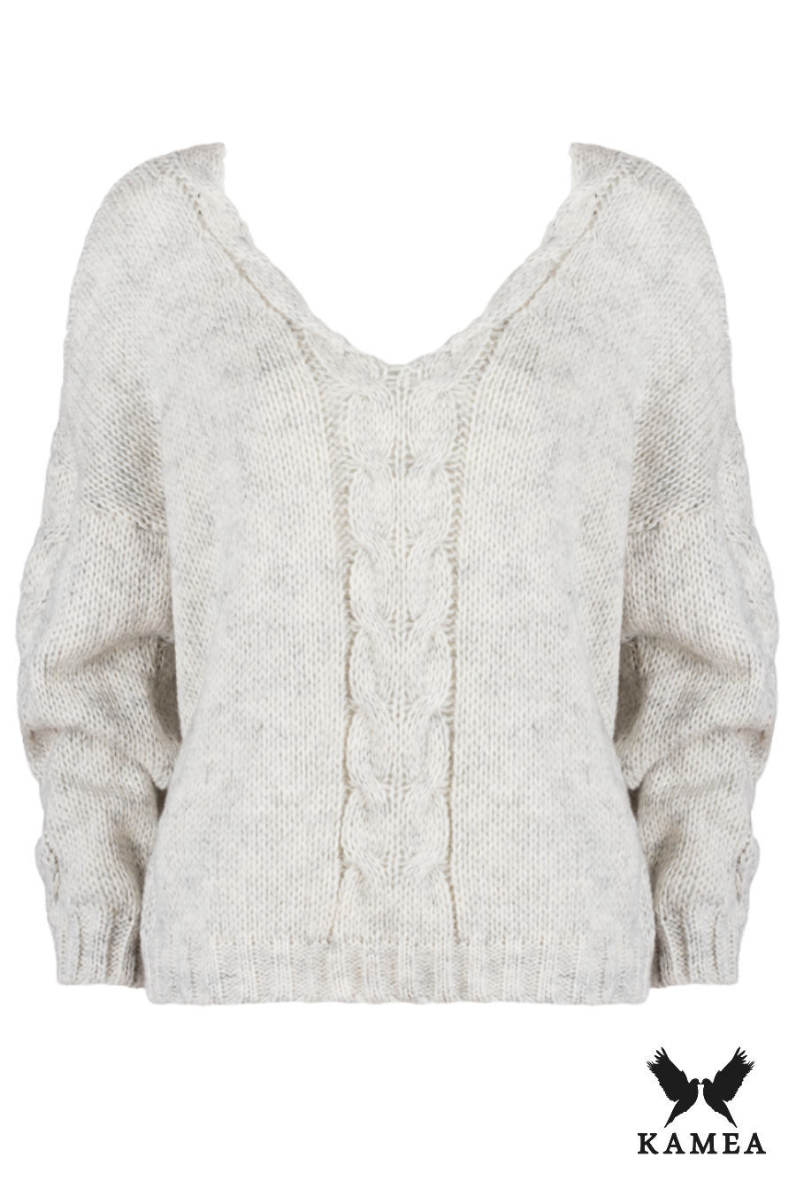 Sweter Damski, Model: Laluna, Kolor: jasny szary, Skład materiału: 80% Akryl; 10% Wełna; 10% Poliamid (Sweter Damski, zdjęcie 3)