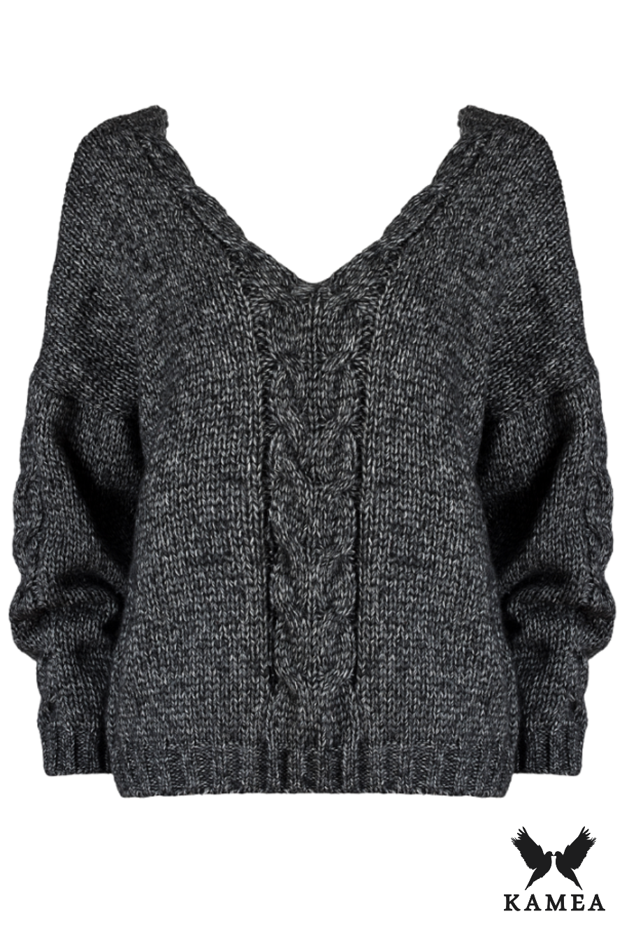 Sweter Damski, Model: Laluna, Kolor: czarny, Skład materiału: 80% Akryl; 10% Wełna; 10% Poliamid (Sweter Damski, zdjęcie 3)