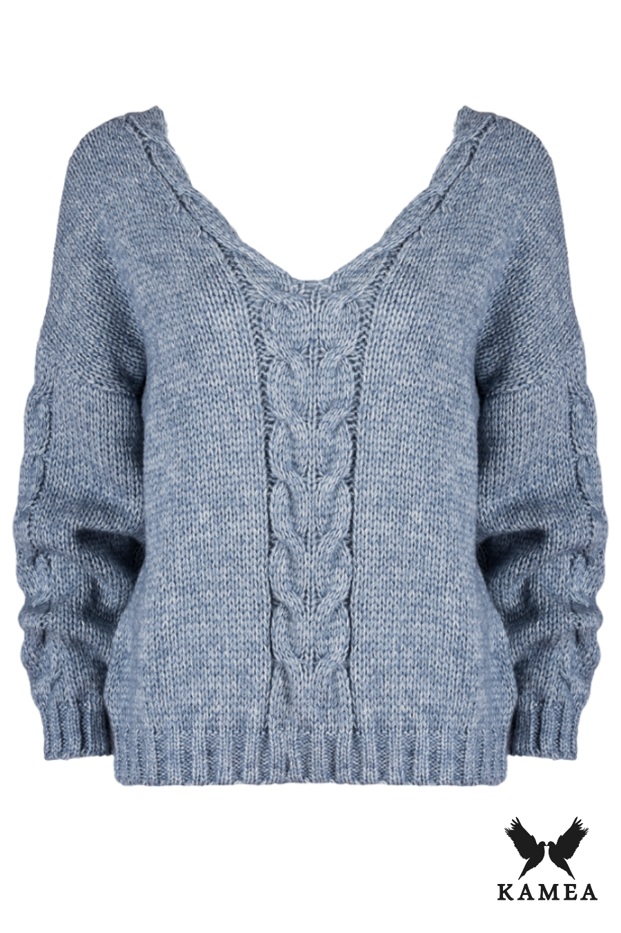 Sweter Damski, Model: Laluna, Kolor: niebieski, Skład materiału: 80% Akryl; 10% Wełna; 10% Poliamid (Sweter Damski, zdjęcie 3)