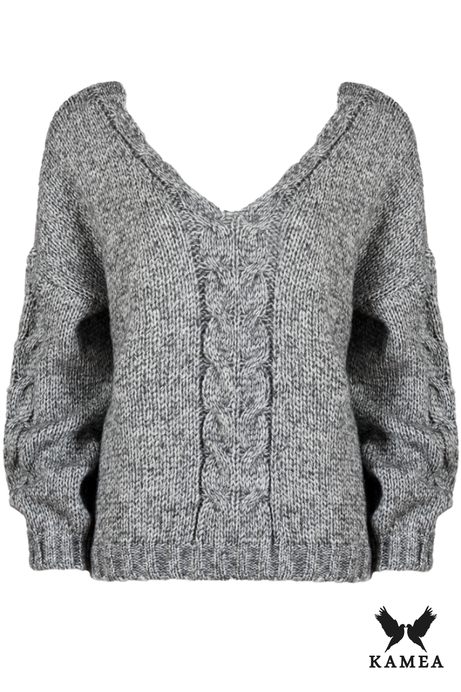 Sweter Damski, Model: Laluna, Kolor: szary, Skład materiału: 80% Akryl; 10% Wełna; 10% Poliamid (Sweter Damski, zdjęcie 3)