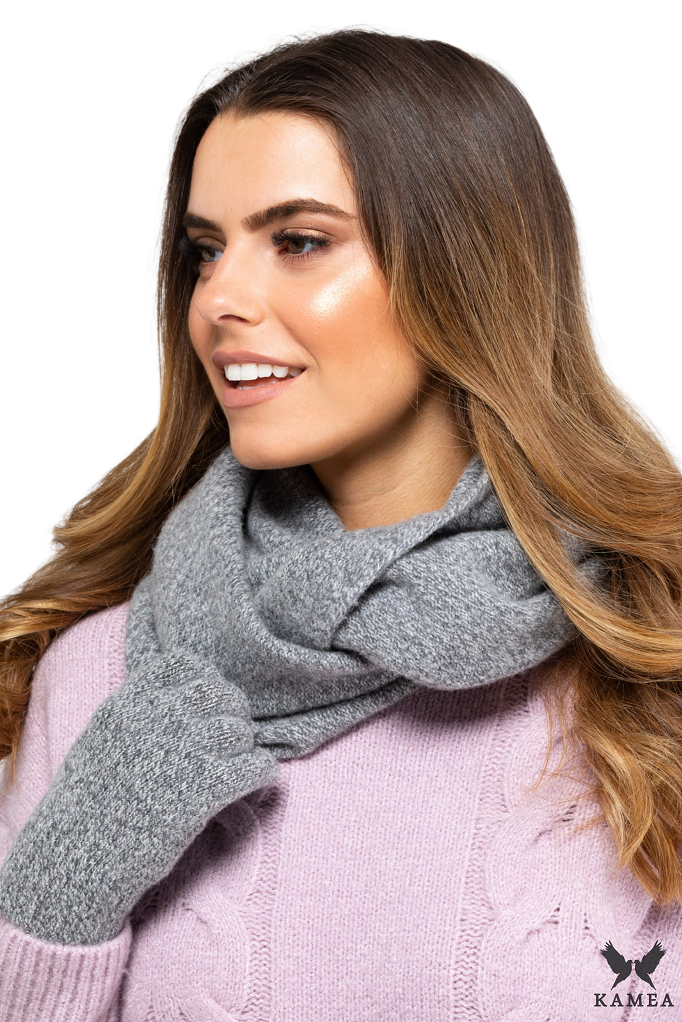 Rękawiczki, Model: Anna-Rękawiczki, Kolor: szary, Skład materiału: 80% Wełna; 20% Poliamid, Rozmiar: Uniwersalny (Rękawiczki, zdjęcie 2)