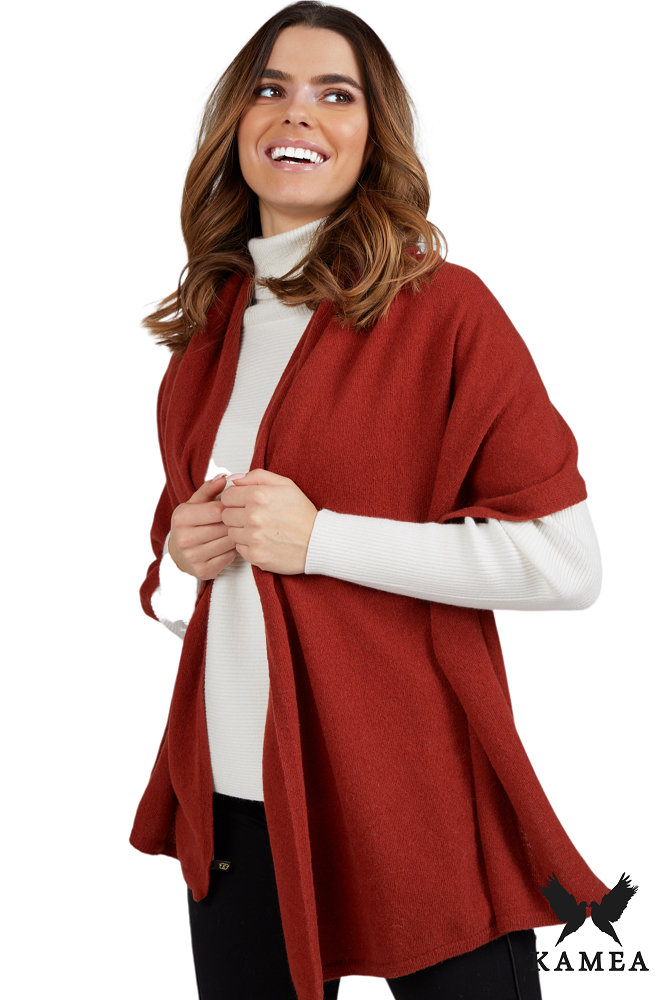 Szalik Damski, Model: Szalik-01, Kolor: ceglany, Skład materiału: 80% Wełna; 20% Poliamid, Przeznaczenie: Jesień/Zima, Wymiary(długość/szerokość): 180cm/65cm