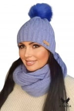 Czapka Damska, Model: Nicky, Kolor: niebieski, Skład materiału: 57% Akryl; 29% Poliamid; 7% Wiskoza; 7% Wełna, Rozmiar: Uniwersalny (54-60) (Czapka Damska, zdjęcie 2)