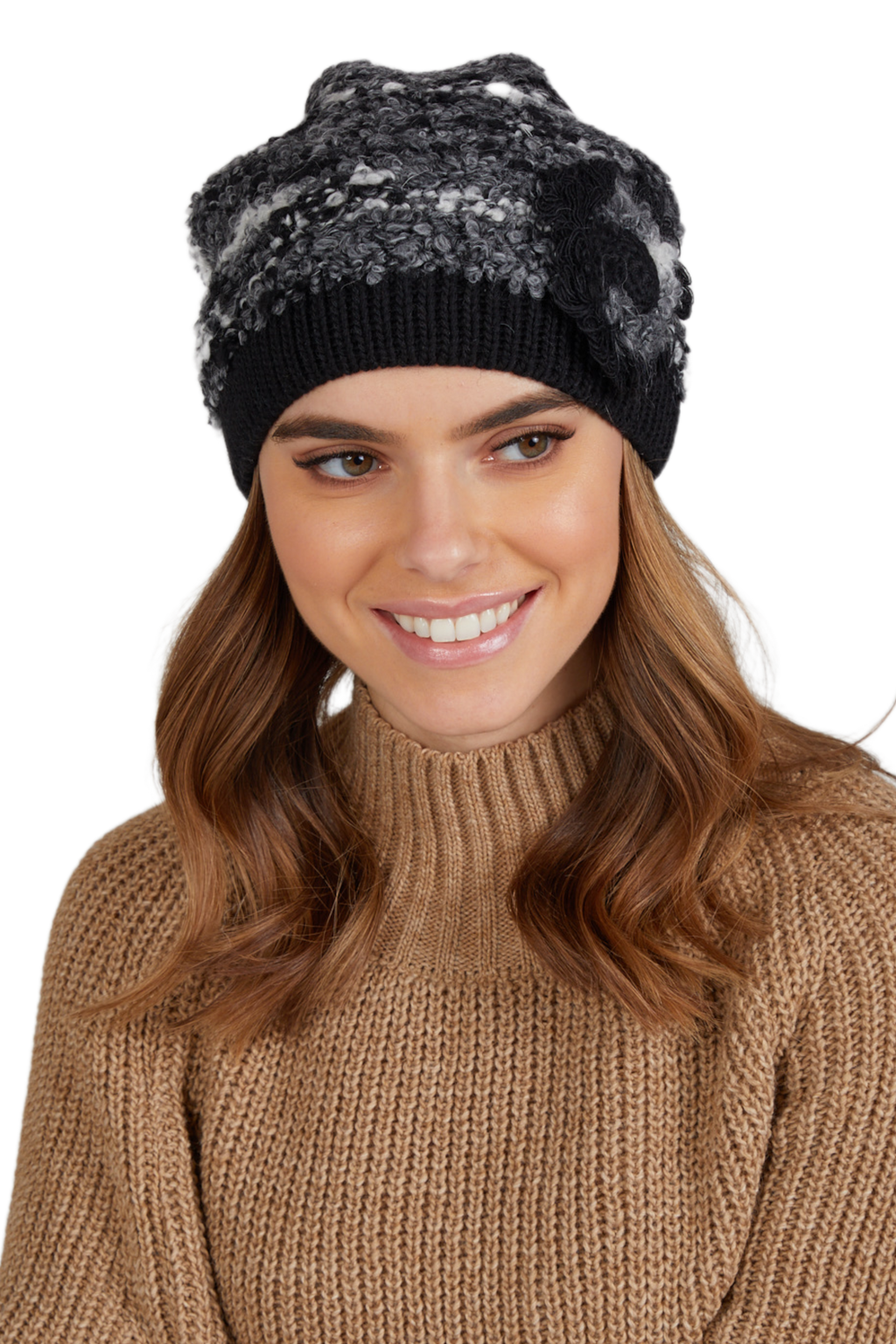 Čepice, Model: Laura-Bukla, Barva: černá, Složení materiálu: 40% Vlna; 34% Akryl; 20% Mohér; 6% Polyamid, Určení: Podzim/Zima, Velikost: Univerzální (54-60) (Čepice, fotografie 2)