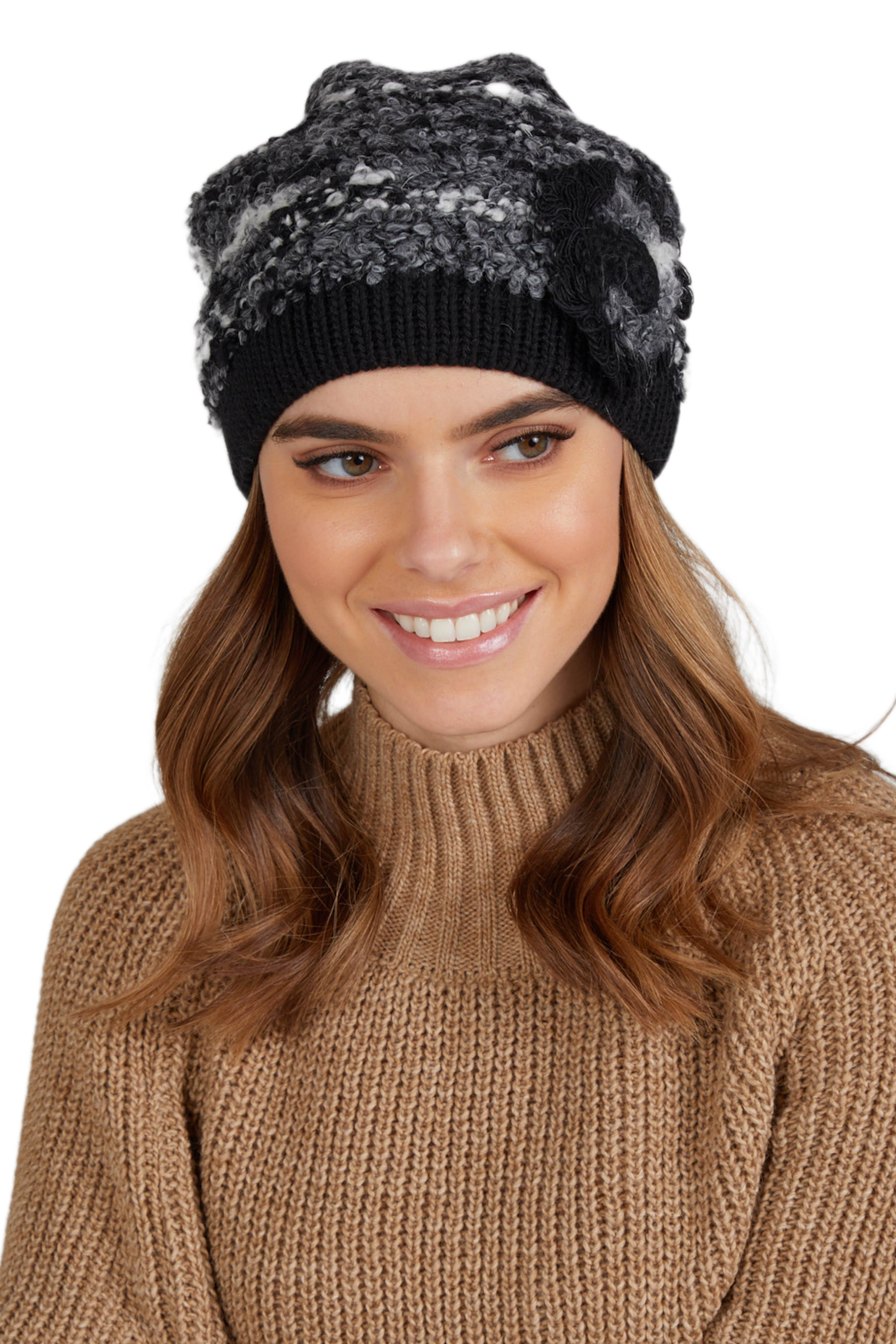 Čepice, Model: Laura-Bukla, Barva: černá, Složení materiálu: 40% Vlna; 34% Akryl; 20% Mohér; 6% Polyamid, Určení: Podzim/Zima, Velikost: Univerzální (54-60) (Čepice, fotografie 2)