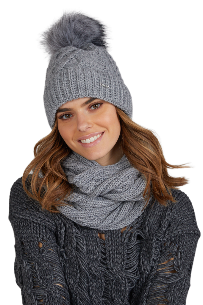 Čepice, Model: Torino, Barva: šedá, Složení materiálu: 50% Vlna; 50% Akryl, Velikost: Univerzální (54-60) (Čepice, fotografie 2)