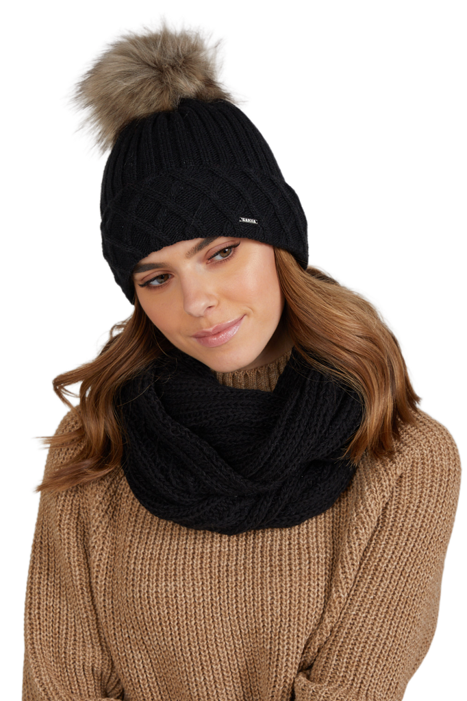 Čepice, Model: Messina, Barva: černá, Složení materiálu: 50% Vlna; 50% Akryl, Velikost: Univerzální (54-60) (Čepice, fotografie 2)