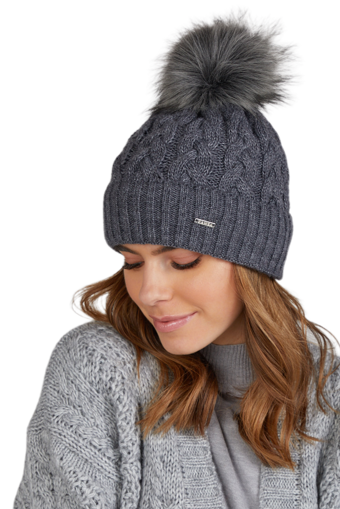 Czapki, Model: Capri, Kolor: grafitowy, Skład materiału: 50% Wełna; 50% Akryl, Przeznaczenie: Jesień/Zima, Rozmiar: Uniwersalny (54-60)