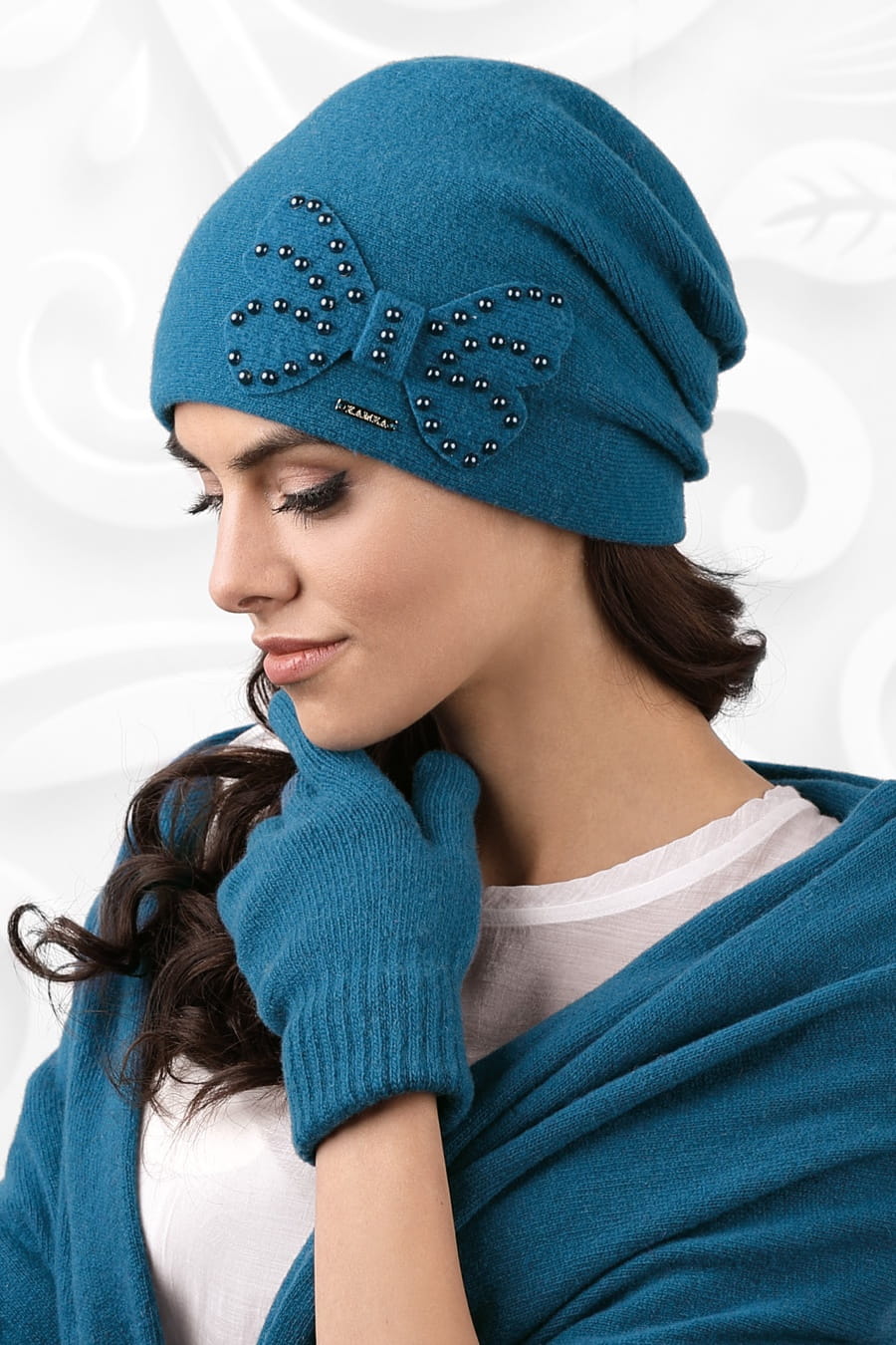 Rękawiczki, Model: Rękawiczki*01, Kolor: turkusowy, Skład materiału: 80% Wełna; 20% Poliamid, Rozmiar: Uniwersalny (Rękawiczki, zdjęcie 3)