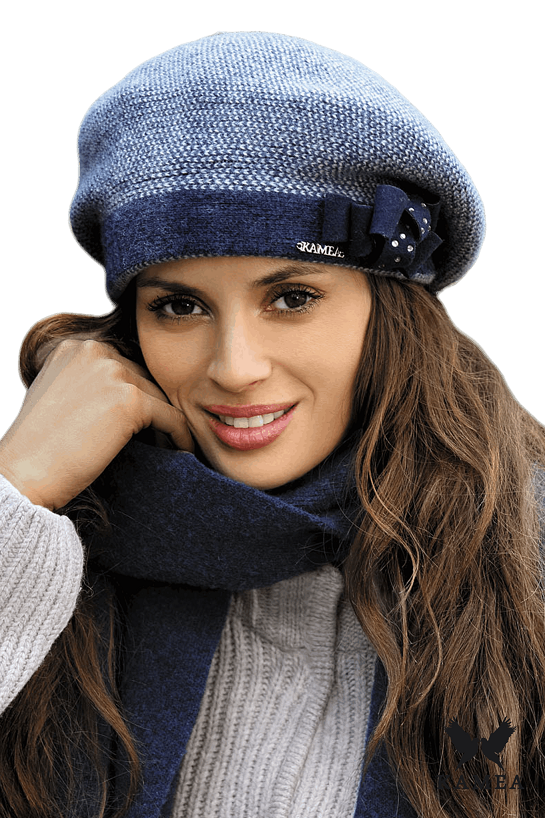 Beret Damski, Model: Amparo, Kolor: granatowy, Skład materiału: 80% Wełna; 20% Poliamid, Przeznaczenie: Jesień/Zima, Rozmiar: Uniwersalny (54-60)