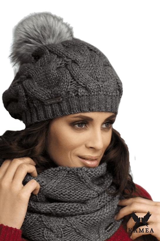 Beret Damski, Model: Zita, Kolor: grafitowy, Skład materiału: 40% Wełna; 24% Poliakryl; 22% Alpaka; 14% Poliamid, Przeznaczenie: Jesień/Zima, Rozmiar: Uniwersalny (54-60)