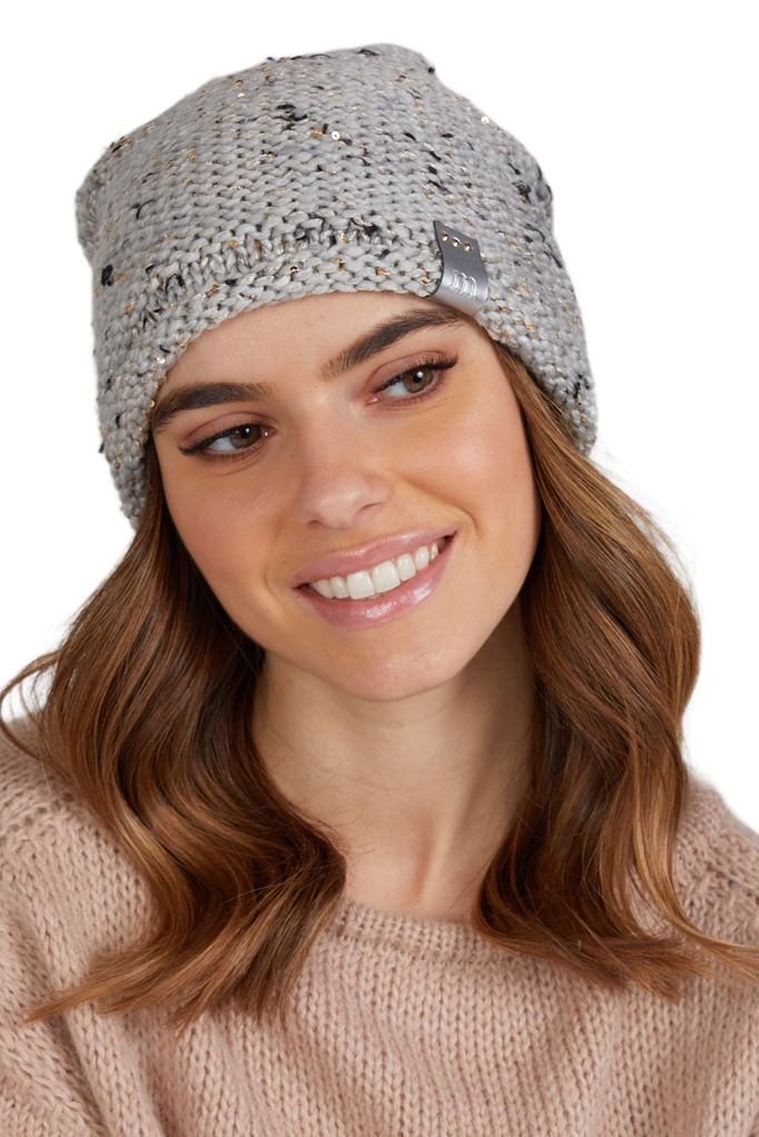 Czapka Damska, Model: Czapka-12, Kolor: multi. szary, Skład materiału: 67% Akryl; 18% Wełna; 15% Poliester, Rozmiar: Uniwersalny (54-60) (Czapka Damska, zdjęcie 2)