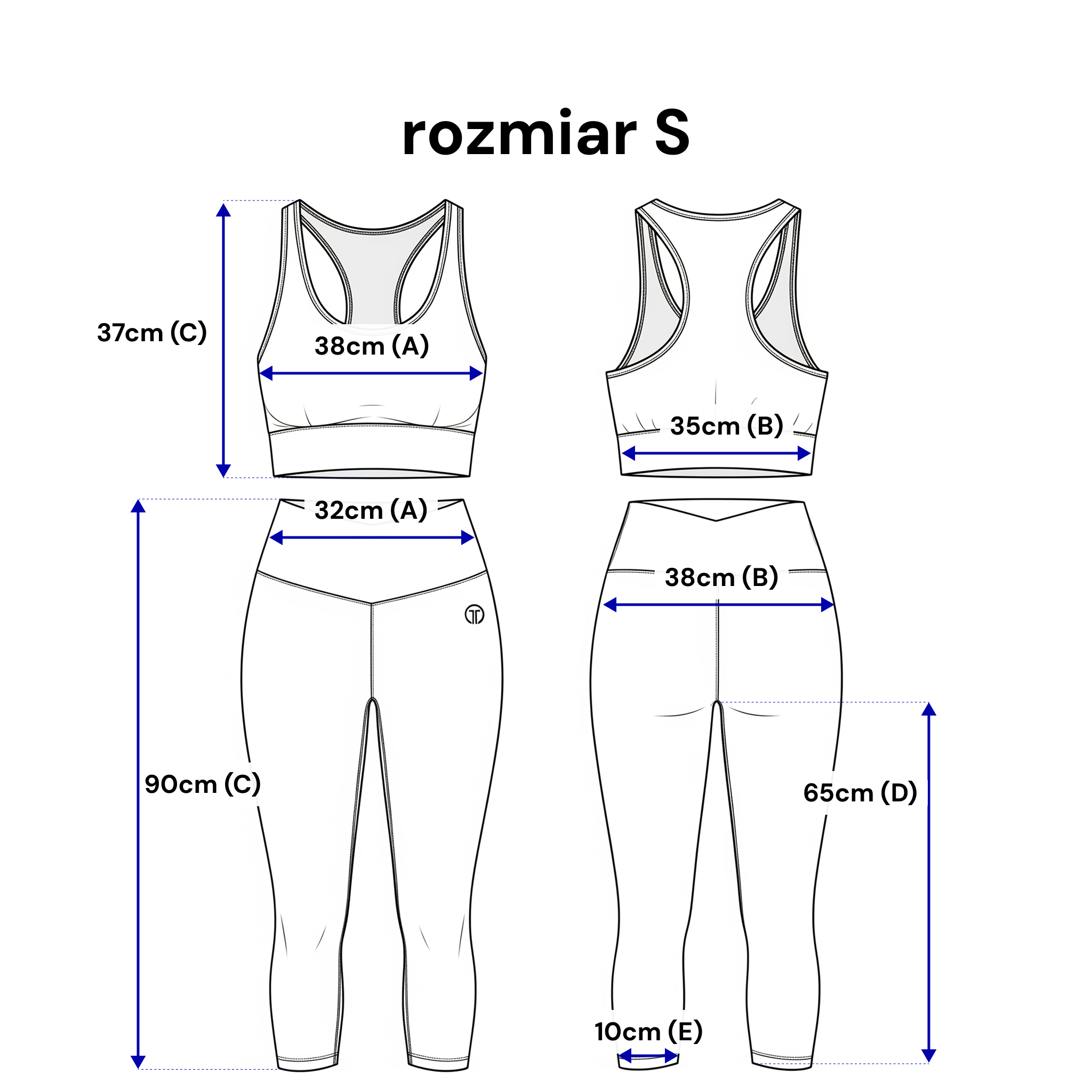 Top z półokrągłym dekoltem i legginsy z szerokim pasem w eleganckim czarnym kolorze | Bastet | Spironik.pl