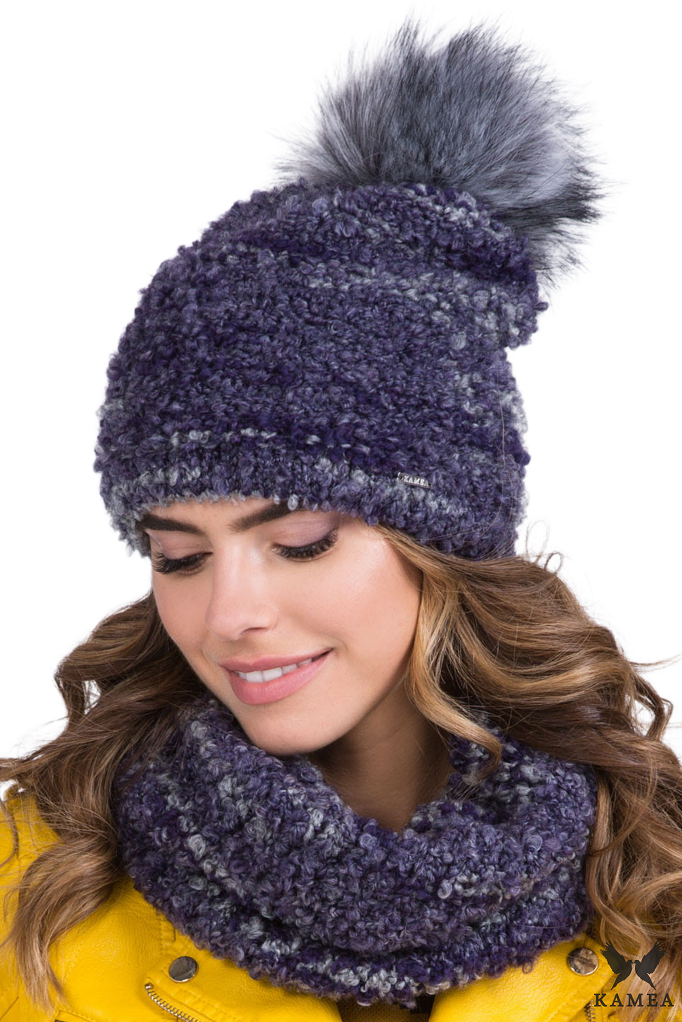 Komplet (Czapka+ Komin), Model: Manta-Komplet, Kolor: fioletowy, Skład materiału: 53% Poliakryl; 22% Wełna; 19% Moher; 6% Poliamid, Rozmiar: Uniwersalny (54-60)