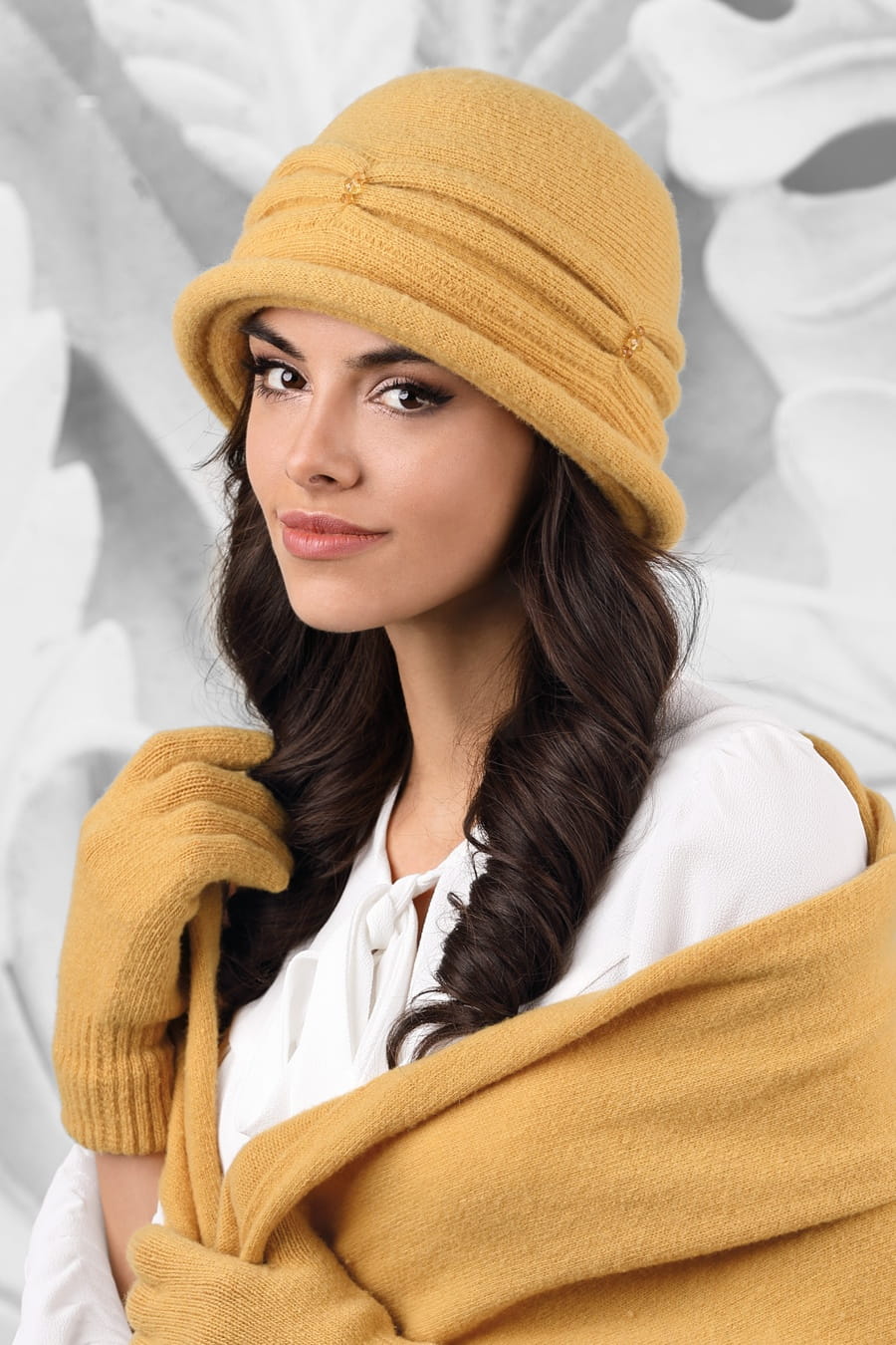 Rękawiczki, Model: Rękawiczki*01, Kolor: musztardowy, Skład materiału: 80% Wełna; 20% Poliamid, Rozmiar: Uniwersalny (Rękawiczki, zdjęcie 9)