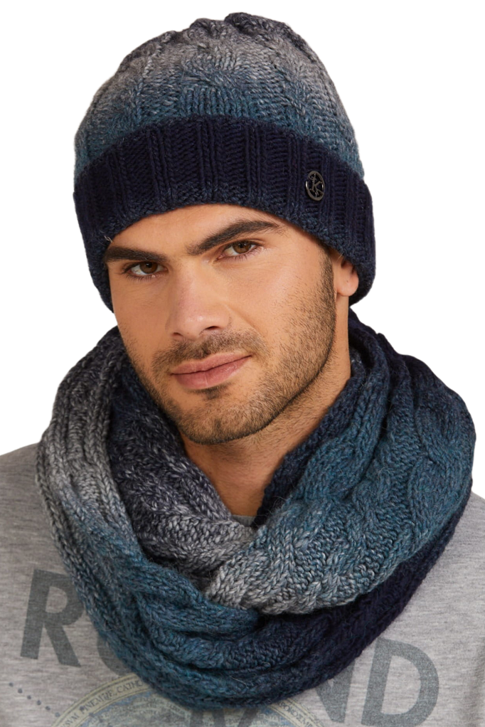 Komplet (Czapka+ Komin), Model: Rosario-Komplet, Kolor: jeansowy, Skład materiału: 55% Poliakryl; 25% Wełna; 20% Alpaka, Rozmiar: Uniwersalny (54-60)