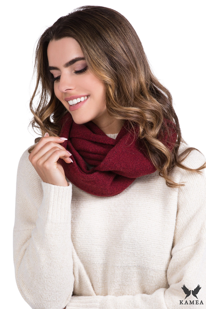 Komplet (Czapka+ Komin), Model: Anna-Komplet, Kolor: czerwony, Skład materiału: 80% Wełna; 20% Poliamid, Rozmiar: Uniwersalny (54-60) (Komplet (Czapka+ Komin), zdjęcie 2)