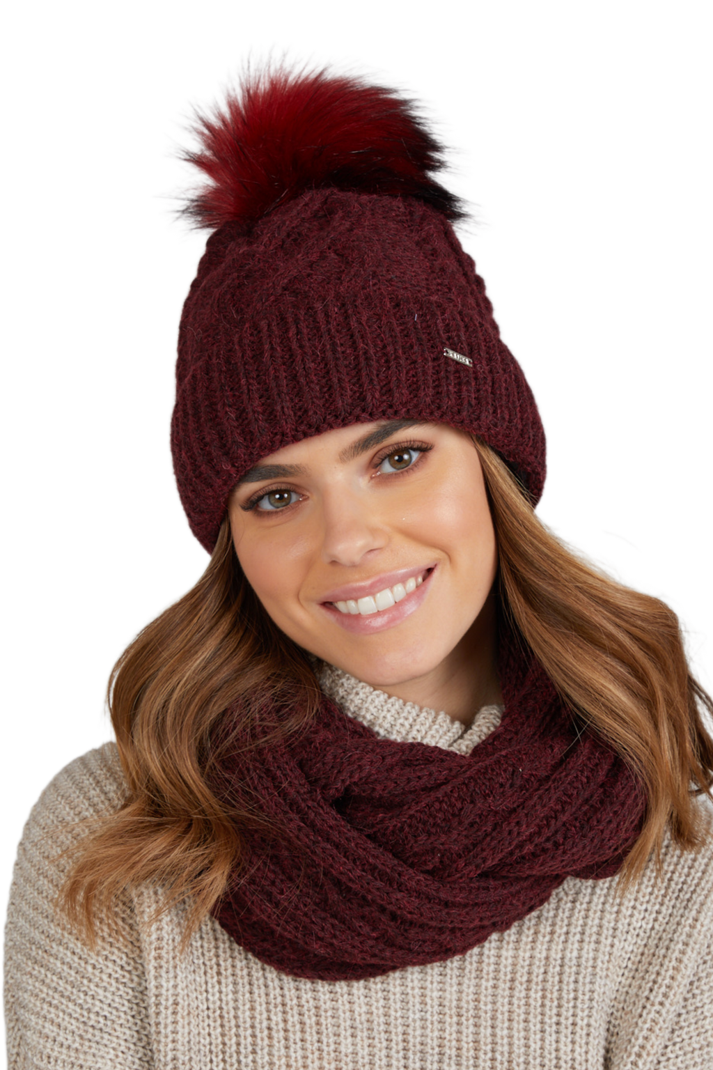 Czapki, Model: Torino, Kolor: bordowy, Skład materiału: 50% Wełna; 50% Akryl, Rozmiar: Uniwersalny (54-60)