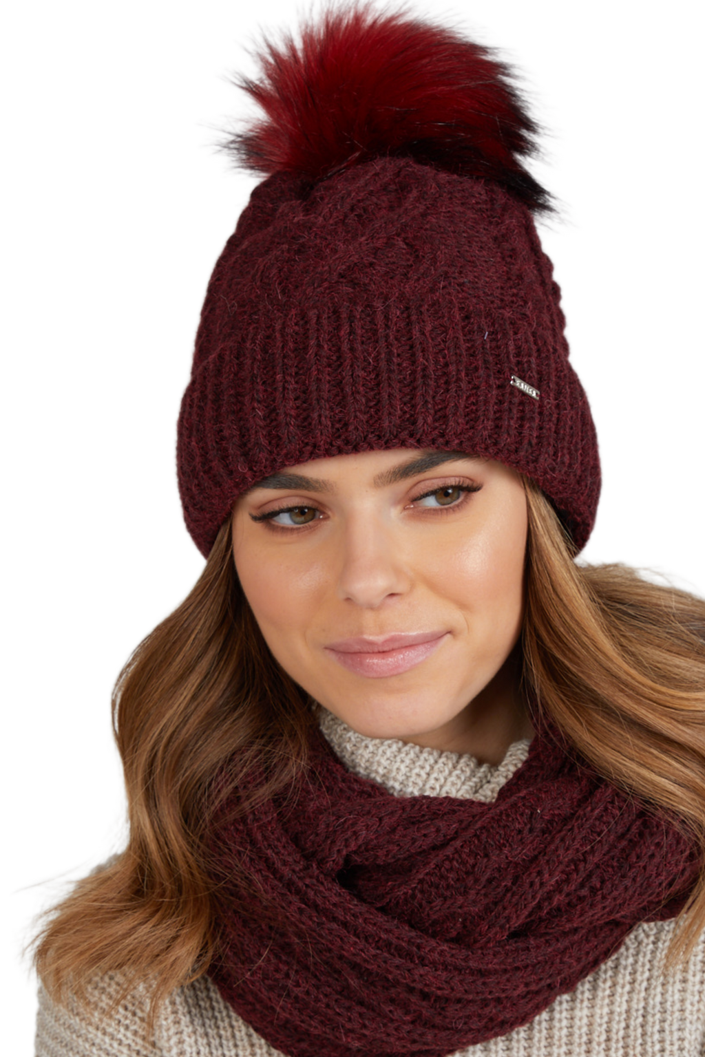 Czapki, Model: Torino, Kolor: bordowy, Skład materiału: 50% Wełna; 50% Akryl, Rozmiar: Uniwersalny (54-60) (Czapki, zdjęcie 2)